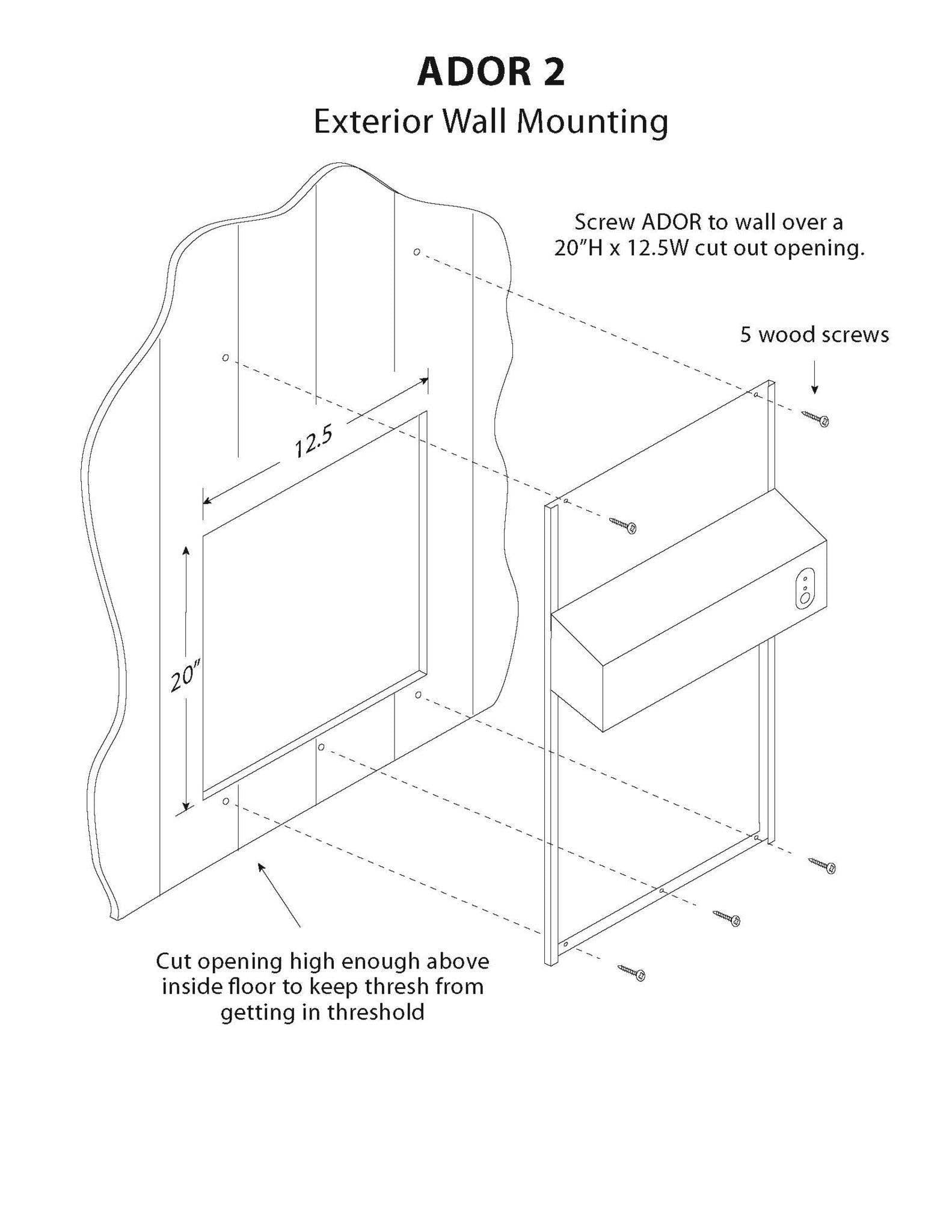 Automatic Turkey Door - ADOR2- cut out isometric drawing
