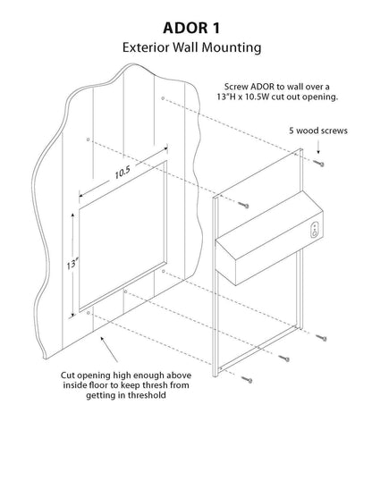 Automatic Chicken Coop Door - ADOR1 pop hole isometric drawing