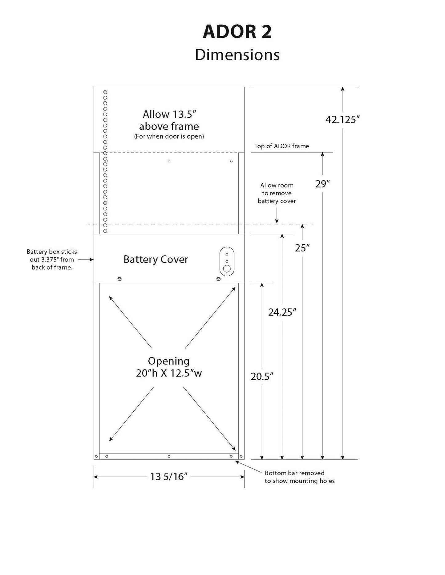 Automatic Turkey Door - ADOR2- cutout drawing