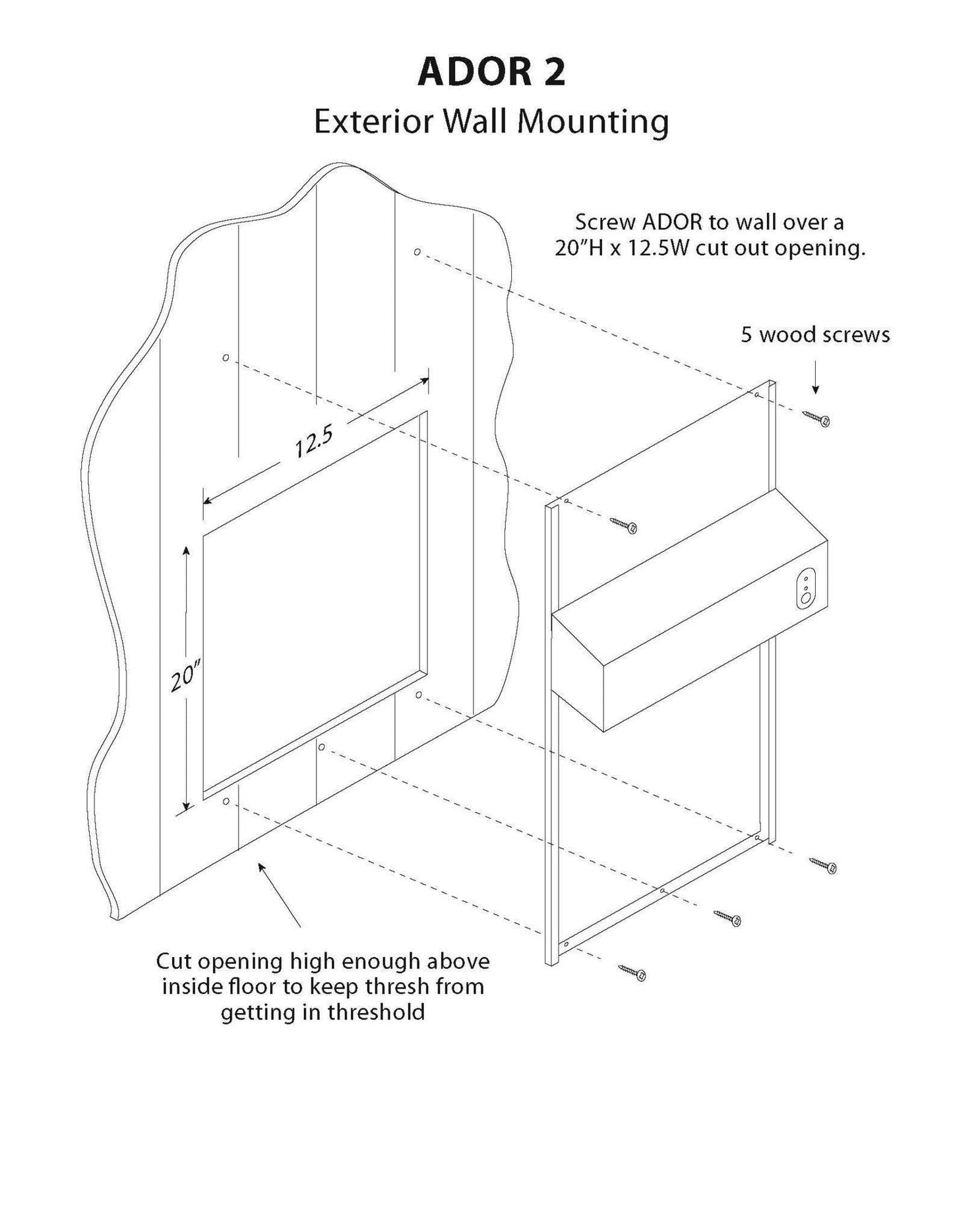 Automatic Turkey Door - ADOR2- cut out isometric drawing