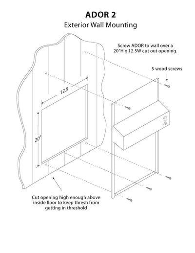 Automatic Turkey Door - ADOR2- cut out isometric drawing